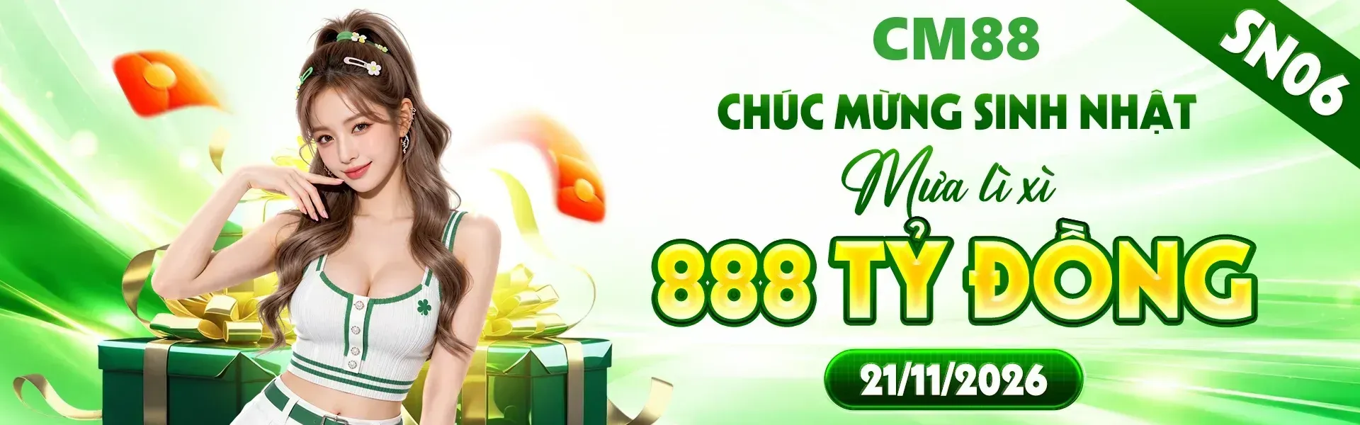 1. CM88 mừng sinh nhật bằng hàng ngàn quà tặng đặc biệt dành đến hội viên. Nhanh tay đăng ký tài khoản để tham gia chương trình và khám phá loạt phần thưởng hấp dẫn.